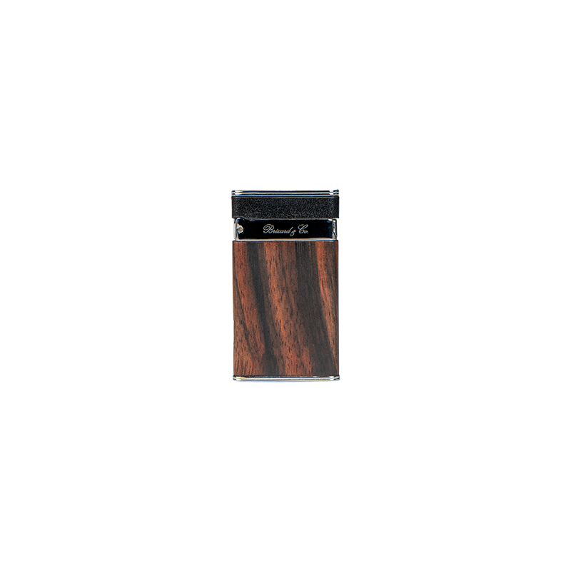 Brizard Macassar Ebony with Black Leather 3 Cigar case with matching Lighter