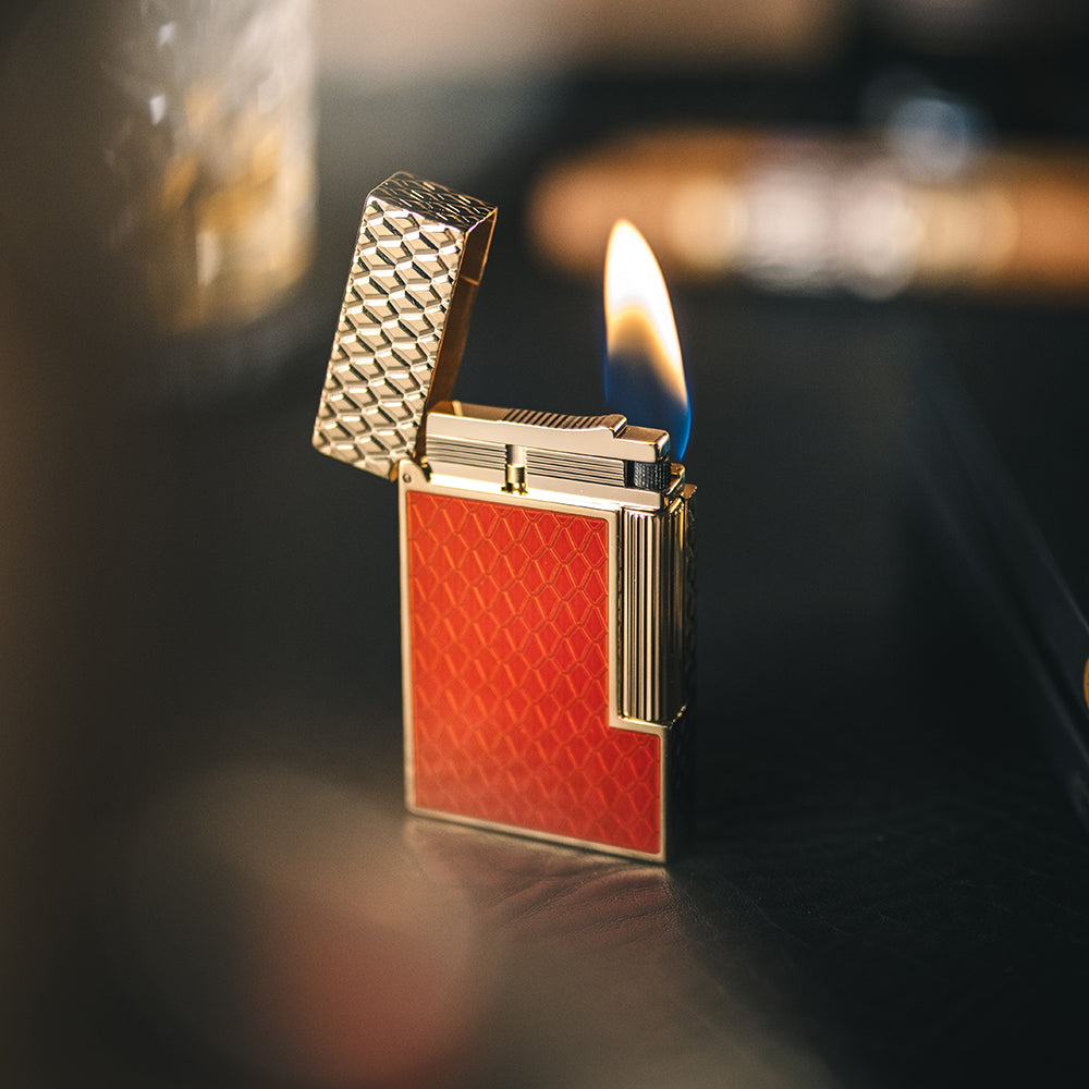 S.T. Dupont Ligne-2 Guilloché Under Lacquer Lighter Dragon - Burgundy