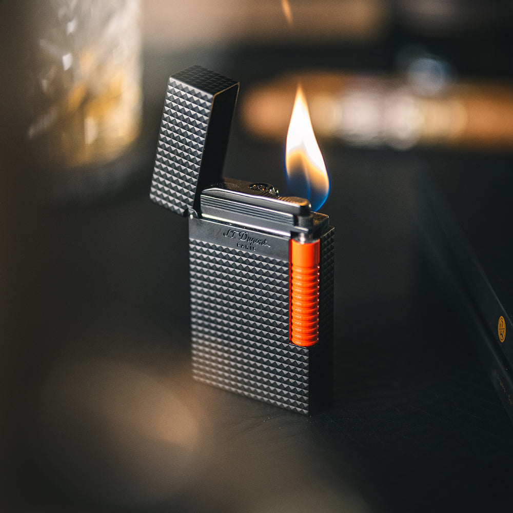 S.T. Dupont Fluo Le Grand Dual Soft & Torch Lighter – Matte Black/ Orange