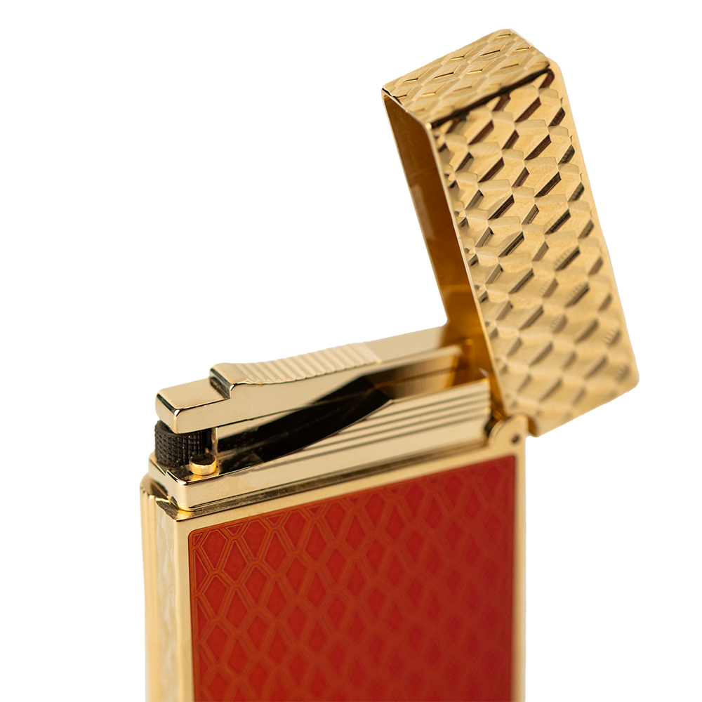 S.T. Dupont Ligne-2 Guilloché Under Lacquer Lighter Dragon - Burgundy