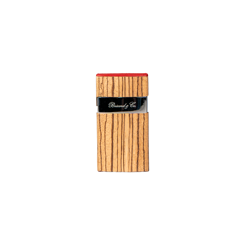 Brizard Zebrawood with Red leather trim 3 Cigar case with matching Lighter