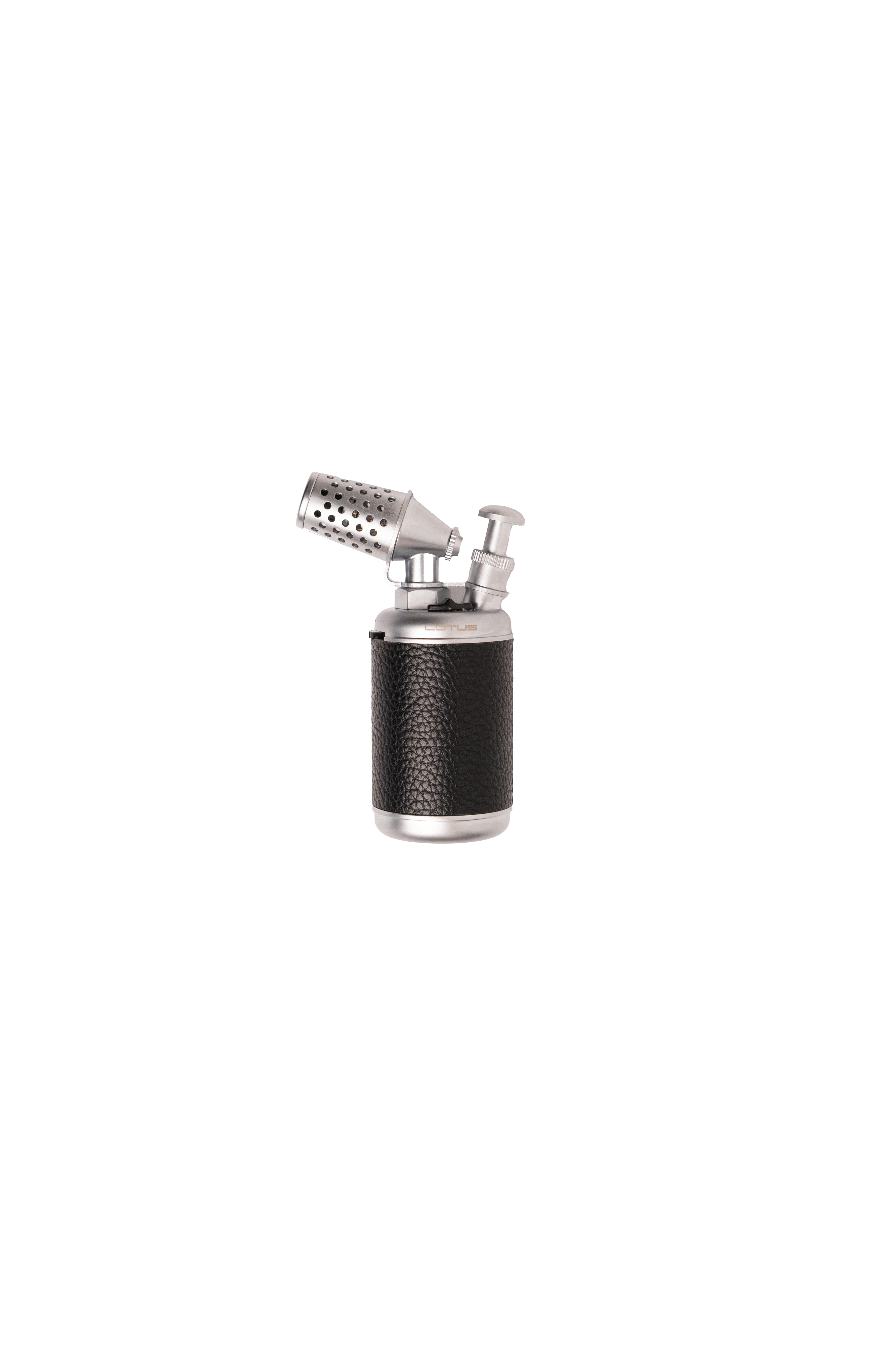 Lotus Truman Table Lighter - Silver with Black Leather