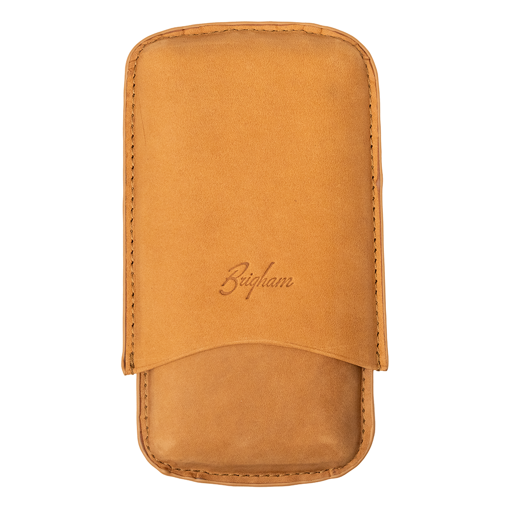 Brigham 3 Cigar Leather Case - Beige
