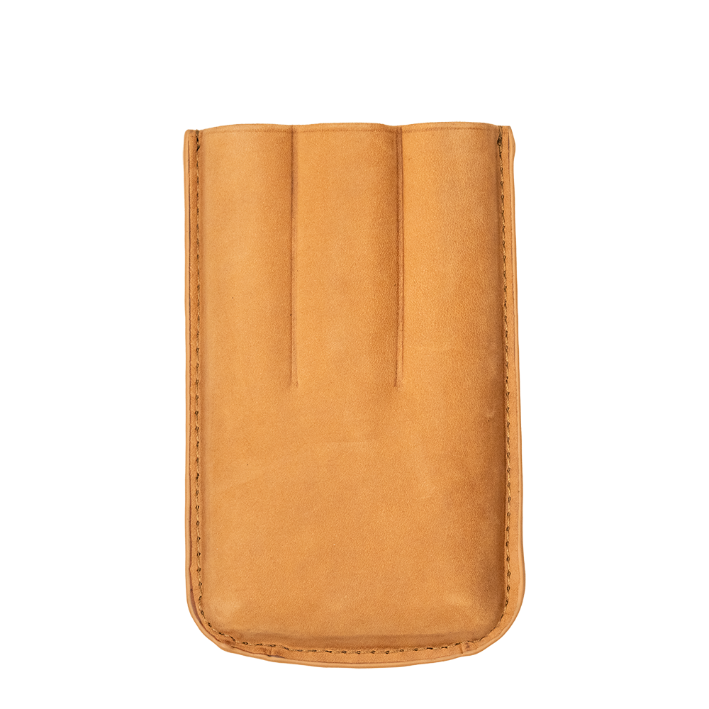 Brigham 3 Cigar Leather Case - Beige