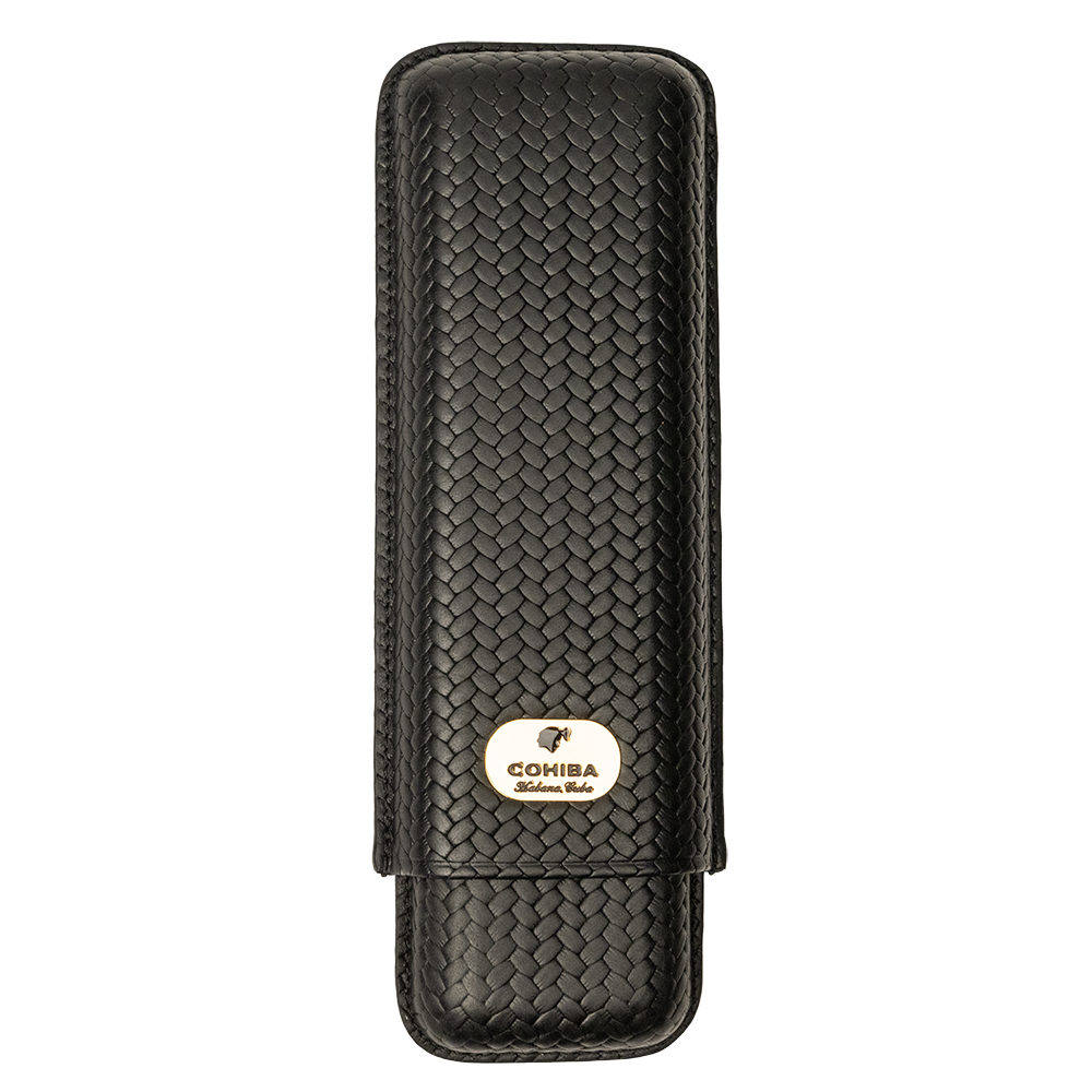 Cohiba Black Woven Leather 2 Cigar Case
