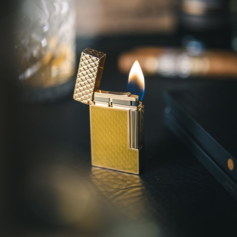 S.T. Dupont Ligne-2 Guilloché Under Lacquer Lighter Dragon - Honey