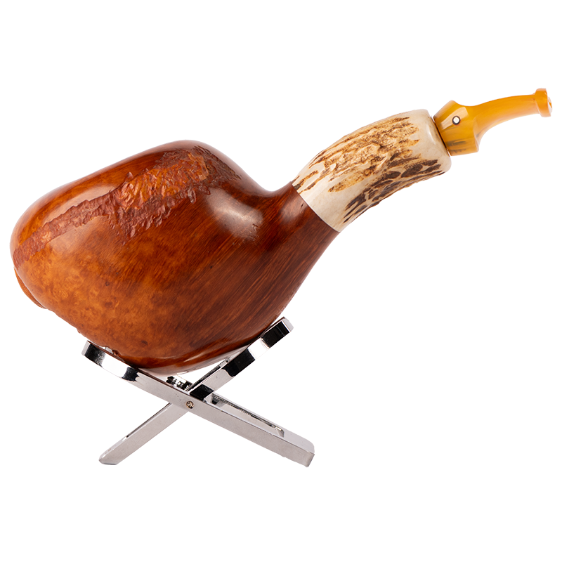 Vesz -  Freehand Tan Smooth & Rusticated with Plateau Bottom. Ram Horn Shank, Amber Stem 2010